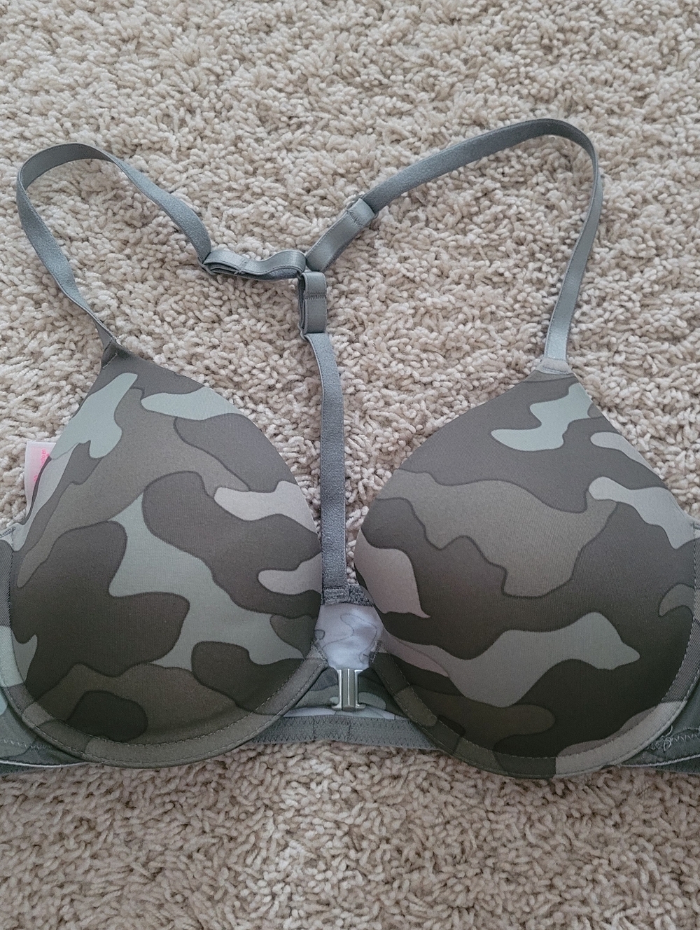 Victorias Secret PINK Wear Everywear Push Up  Bras Camo Cranberry 36B Racerback - Picture 8 of 15